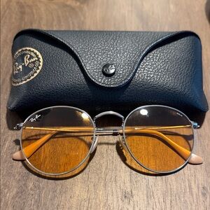 Ray-Ban Silver Frame Sunglasses with Amber Lenses